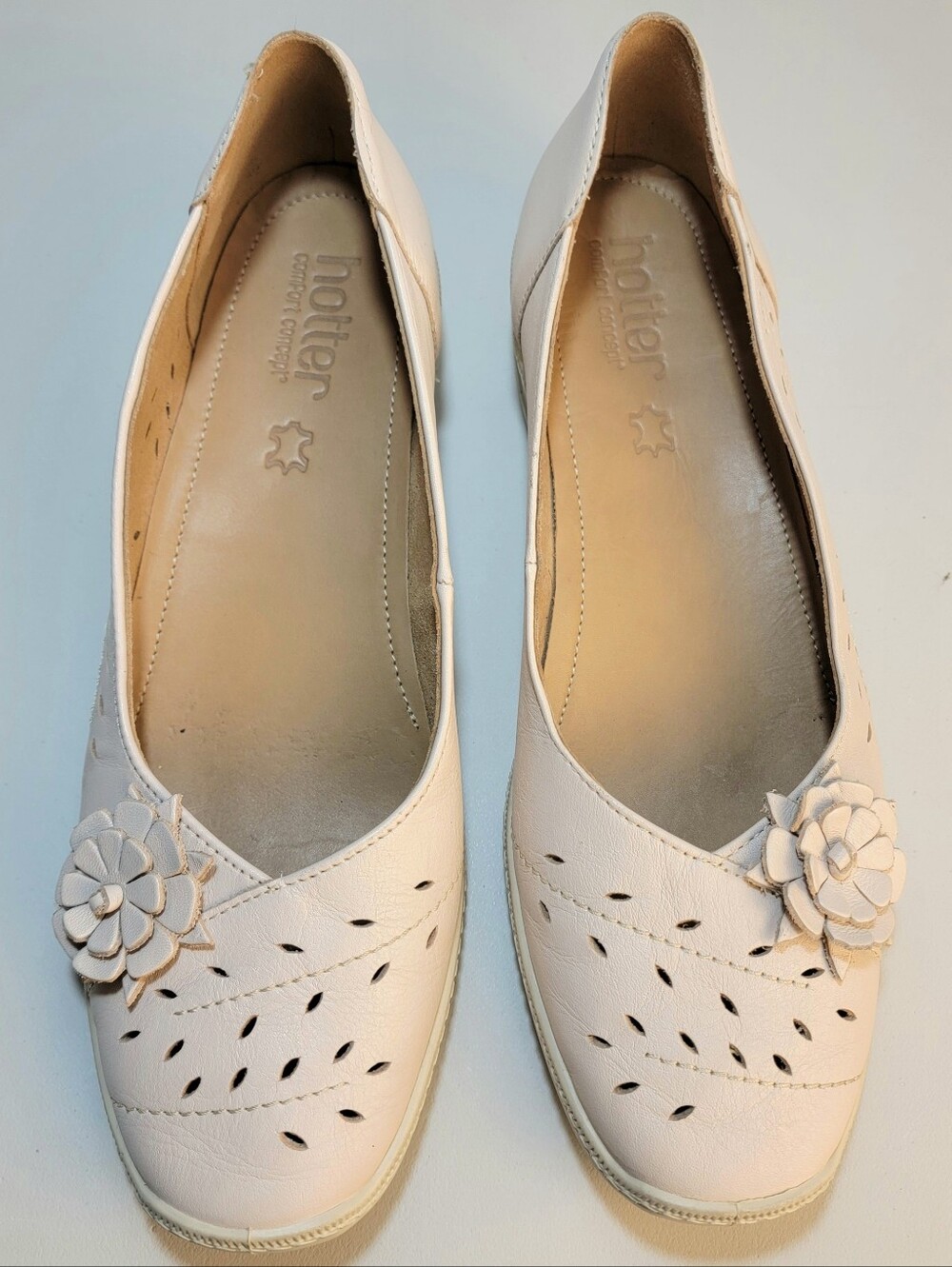 Hotter Comfort Concept "Mexico" Beige Leather Slip-Ons US 9.5 (UK 7.5), England